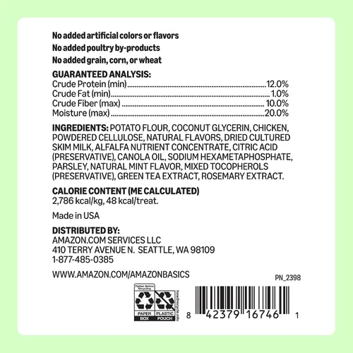 Vista 9 de Marca Amazon – Wag Golosinas Dentales para Perros para ayudar a limpiar los dientes y refrescar el aliento, pequeñas, sin sabor, 2.25 libras, 60