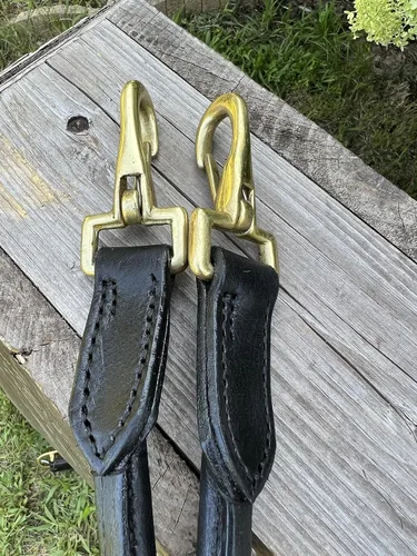 Vista 8 de Leaders - Cabestro de cuero para caballos con placa de nombre grabada personalizada, cabestro para caballo, negro/latón