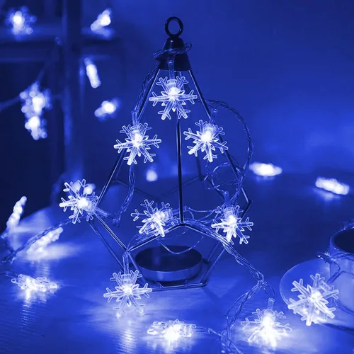 Vista 7 de Dazzle Bright Cadenas de luces de copo de nieve de Navidad, paquete de 2, total de 100 LED, 50 pies, luces de Navidad que funcionan