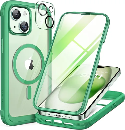 Vista 102 de Miracase - Funda magnética para iPhone 13 Pro Max de 6.7 pulgadas (compatible con MagSafe), transparente, completo, protector de pantalla de vidrio