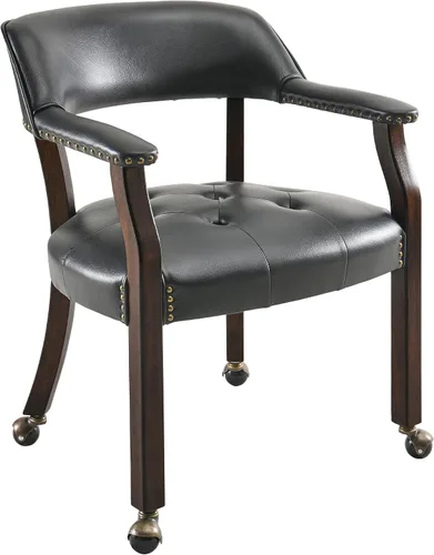 Vista 13 de LEEMTORIG Sillas de comedor con ruedas y brazos, Sillas de comedor con ruedas, Sillas de mesa de póker, Sillas de madera maciza Boss Caption's Patas
