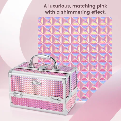 Vista 8 de Estuche de Tren de Maquillaje FRENESSA Caja de Maquillaje Organizador Portátil Estuche de Cosméticos para Viaje Estuche de Maquillaje con Espejo