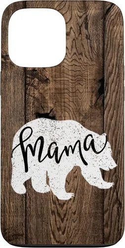 Vista 24 de Woodgrain Rustic Farmhouse Shiplap Brown Wooden Mama Bear Case for iPhone 17