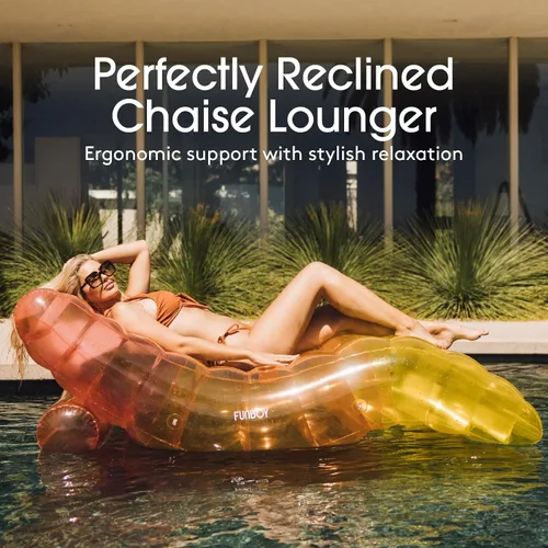 Vista 3 de FUNBOY Tumbona Chaise Inflable Gigante de Lujo Transparente Arcoíris, Silla Flotador de Piscina para Adultos, Perfecto para una Fiesta de Verano