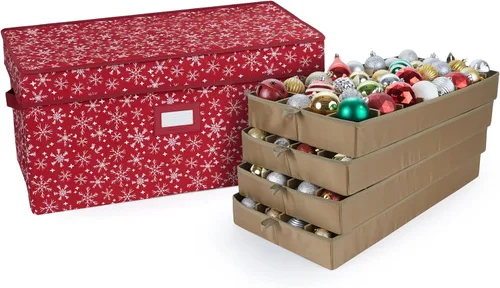 Vista 31 de Covermates Keepsakes – Caja de almacenamiento ajustable de 72 piezas – Capacidad para adornos de 4 pulgadas – Resistente – Asas – apilables