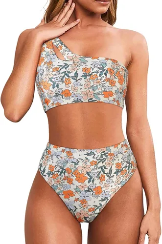 Vista 37 de MOOSLOVER Traje de baño de dos piezas con corte alto y cintura alta para mujer