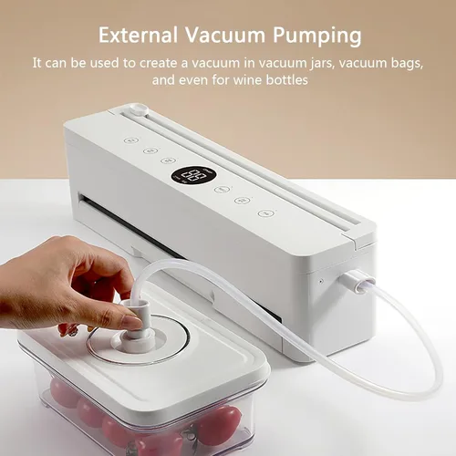 Vista 6 de Máquina automática selladora al vacío con cortador de bolsas, sello extendido de 11.8 pulgadas, succión externa, ahorro de alimentos compacto