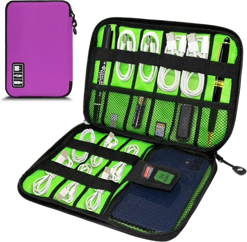 Vista 20 de Organizador de Electrónica, Funda Organizadora de Cables de Viaje, Bolsas Organizadoras de Cables Portátiles, Estuche de Almacenamiento