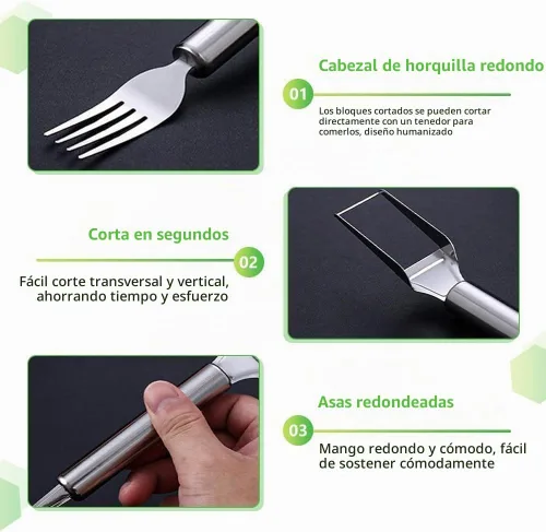Vista 3 de 1 paquete de rebanador y tenedor de sandía de acero inoxidable 2 en 1