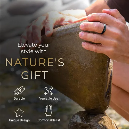 Vista 3 de WHITESTONE JEWELRY CO. - Colección de anillos de piedra, anillos apilables para mujeres y hombres, bandas minimalistas de piedra natural, tallas 4-15