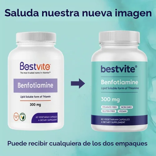 Vista 4 de BESTVITE Benfotiamina 300mg (60 cápsulas vegetales) - Sin estearatos