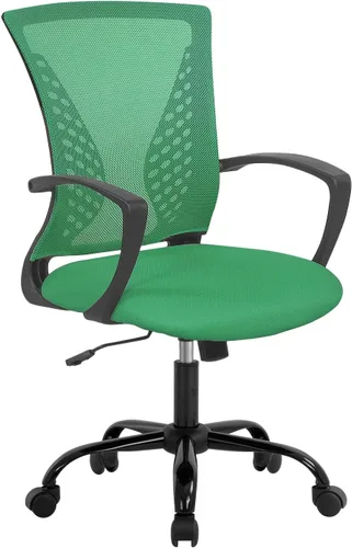 Vista 15 de Silla de oficina ergonómica de malla para computadora BestOffice, con reposabrazos, soporte lumbar, respaldo medio, giratoria, ajustable, para Negro
