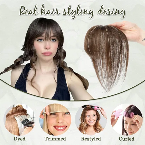 Vista 5 de Ms Taj Extensiones de cabello humano real con clip 360 para mujer, para uso diario (marrón oscuro)
