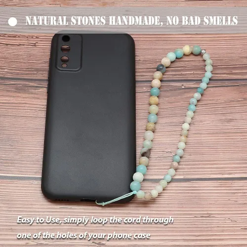 Vista 2 de C&L Accessories - Colgante con cuentas para teléfono celular, correa de muñeca, piedra preciosa natural hecha a mano