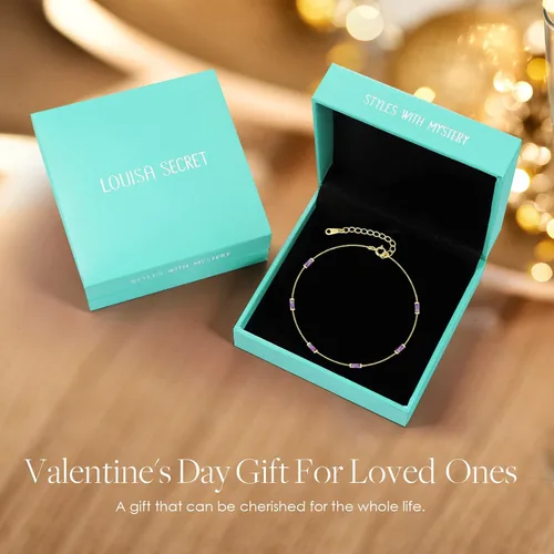 Vista 6 de LOUISA SECRET Birthstone Bracelets for Women 925 Sterling Silver Dainty Simple Link Bracelet Birthday Anniversary Jewelry Gift for Girls Women