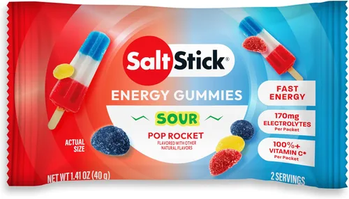 Vista 3 de SaltStick Gomitas energéticas con electrolitos, manzana verde, gomitas de electrolitos fáciles de masticar, masticables energéticos que saben muy