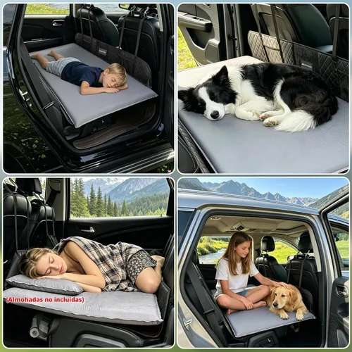 Vista 8 de Colchón de aire para automóvil, colchón de aire autoinflable para SUV con espuma viscoelástica para campamento, cama de campamento ultraligera