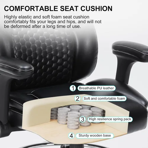 Vista 5 de Silla de dibujo, silla de oficina alta con reposabrazos ajustables, silla de escritorio de pie con anillo para reposapiés, silla de escritorio