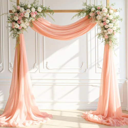 Vista 8 de FUHSY Tela drapeada para arco de boda de 29 x 20 pies, 1 panel negro para arco de boda, cortinas transparentes para telón de fondo, cortinas de tela