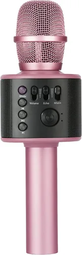 Vista 13 de Micrófono de karaoke inalámbrico Bluetooth con altavoces incorporados + grabación HD, micrófono portátil de mano Lila
