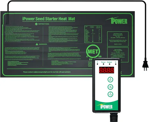 Vista 14 de iPower tapete térmico para plantón, tapete térmico hidropónico caliente con diseño impermeable duradero, estera de calor solamente, Negro