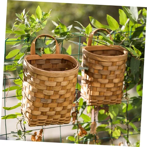 Vista 7 de Cesta grande tejida para colgar en la pared para almacenamiento decorativo de flores y verduras, decoración para cocina, jardín y picnics