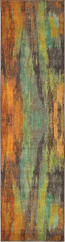Vista 3 de Unique Loom Jardin Collection - Alfombra para múltiples áreas, abstracta, vibrante., Polipropileno, Multicolor / naranja