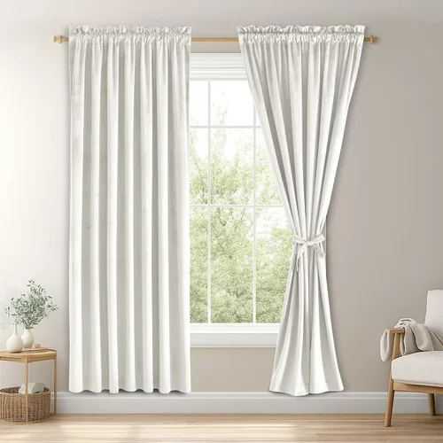 Vista 99 de JIUZHEN Cortinas de terciopelo beige de 63 pulgadas de ancho x 63 pulgadas de largo, cortinas de terciopelo retro suaves con bolsillo para barra