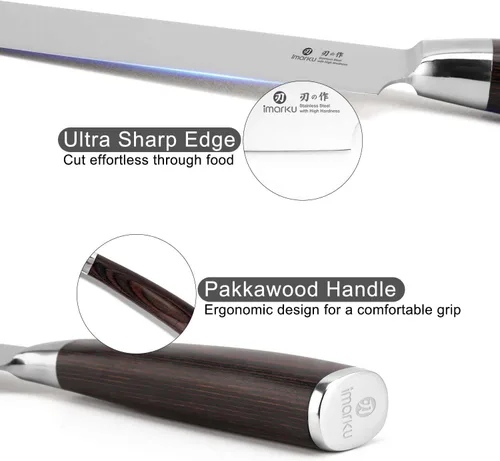 Vista 5 de Imarku cuchillo de chef de 25,40 cm, cuchillo de cocina de acero alemán rico en carbono con mango ergonométrico