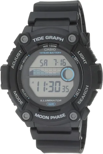 Vista 11 de Casio WS1300H Series Digital Watch 100 Meter Water Resistance LED Backlight 1/100 SEC Stopwatch Tide Graph Coundtown Timer LED Light