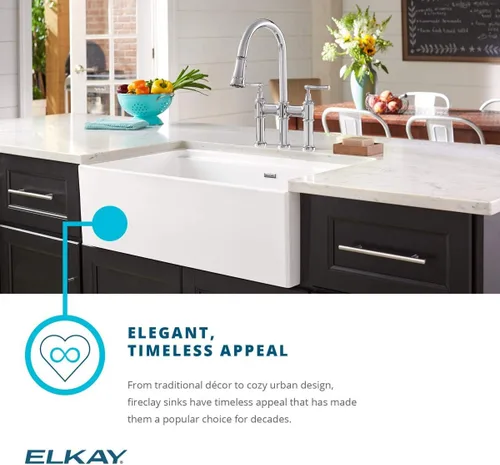 Vista 4 de Elkay SWU1517WH - Fregadero de barra de montaje inferior de arcilla refractaria de 16-7/16" x 18-15/16" x 9-1/16", color blanco
