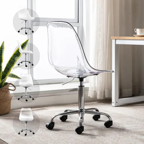 Vista 5 de Silla de escritorio transparente de acrílico con ruedas y altura