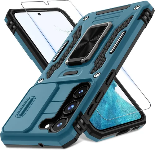 Vista 18 de DEERLAMN Funda para Samsung Galaxy S23 con Cubierta Deslizante para Cámara + Protector de Pantalla (2 Paquetes), Soporte de Anillo Giratorio