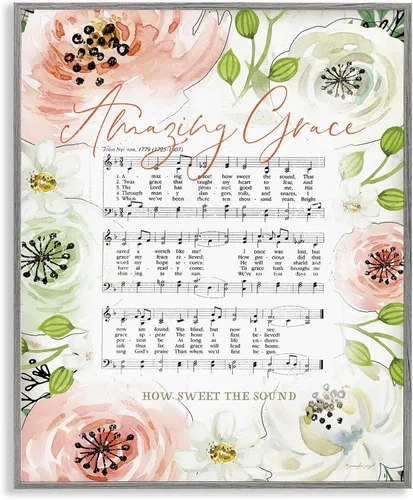 Vista 18 de Amazing Grace - Partituras florales, 16 x 20 pulgadas enmarcada giclée Amazing Grace Floral