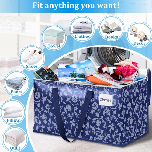 Vista 4 de HomeHacks Bolsas de mudanza, cajas de mudanza de tamaño extragrande, bolsas de equipaje resistentes con cremallera suave y asas resistentes, gran