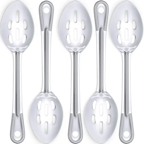 Vista 14 de Cuchara de servir súper fuerte, ergonómica de 11 pulgadas, paquete de 3 cucharas grandes de acero inoxidable para cocinar, hornear, revolver