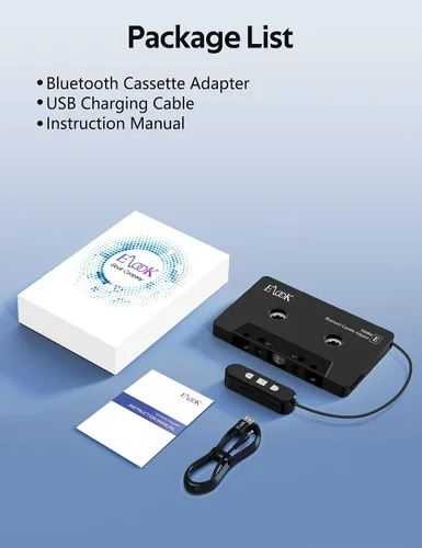 Vista 8 de Elook Adaptador de casete a Bluetooth para coche con soporte de tarjeta micro SD/llamada manos libres, receptor de casete Bluetooth 5.1, negro