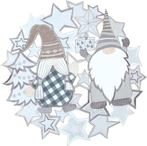 Vista 6 de Simhomsen Camino de mesa de gnomos plateados bordados para Navidad e invierno (13 x 54 pulgadas)