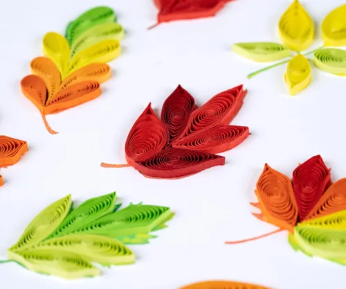 Vista 4 de Quilling Card Tarjeta de felicitación hecha a mano con hojas de follaje de otoño – Tarjeta en blanco de 6 x 6 pulgadas con sobre, verificado