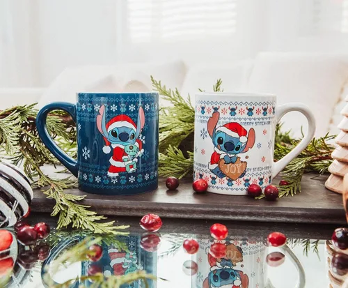 Vista 2 de Disney Lilo & Stitch - Juego de 2 tazas de cerámica, tazas de café para expreso, té, cada uno tiene capacidad para 14 onzas