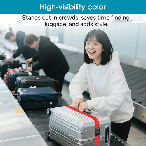 Vista 4 de Travel Inspira - Correa para equipaje con candado de combinación conforme a la TSA, ajustable, fácil de usar, protege tu equipaje - Rojo