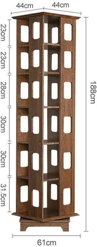 Vista 3 de Estantería creativa giratoria de 360°, estante simple y moderno de varias capas, estantería de madera para sala de estar, estudio y oficina