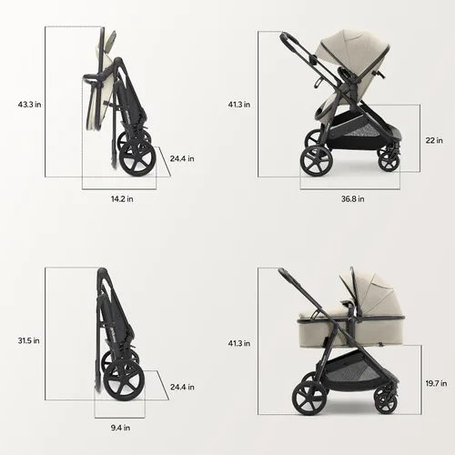 Vista 2 de Mompush Wiz - Cochecito 2 en 1 con adaptador Chicco, asiento reversible Caqui