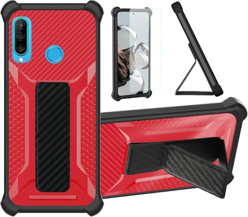Vista 9 de Case Compatible for Huawei P30 lite New Edition Phone Case Stand Cover [with 1* TempeBlack Glass Screen Protector] Hybrid Case