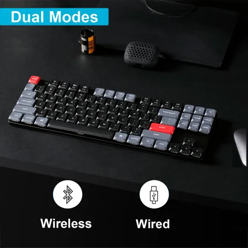 Vista 2 de Keychron K1 Pro Teclado mecánico inalámbrico personalizado, 80% de diseño 87 teclas QMK/VIA programable, ultra delgado retroiluminado blanco de bajo