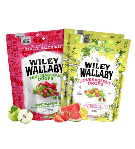 Vista 11 de Wiley Wallaby 6 oz. Gotas Fruitrageous Drops Frutas Originales Caramelos de Regaliz Suaves y Masticables Estilo Australiano Gourmet, Paquete de 2