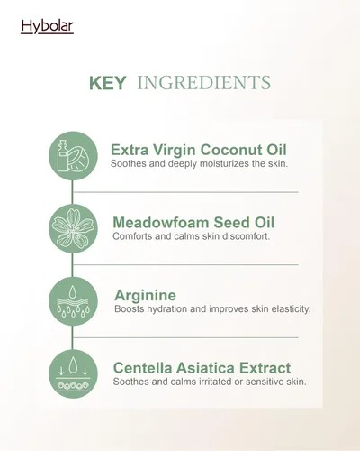 Vista 2 de Crema facial de aceite de coco virgen, hidratante diario natural para piel seca y sensible, hidratación profunda, calmante y fortalecimiento