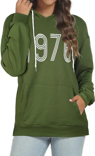Vista 4 de Women's Hoodies Long Sleeve Sweatshirts Drawstring Pullover Tops with Pocket Casual Loose Blouses Tunic