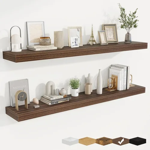 Vista 20 de fuqing Estantes flotantes para pared, estante flotante de madera montado en la pared con soportes invisibles para sala de estar, baño, dormitorio