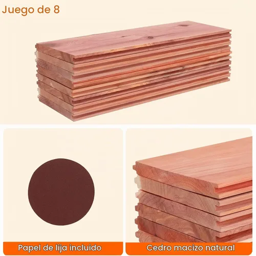 Vista 2 de Homode Tablones de cedro para armario, juego de 8 forros de cajones, lengüeta y ranura, paneles de madera de cedro aromático para almacenamiento